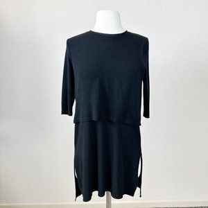 Anthropologie Deletta Bangor Layered Side Slit Tunic Black